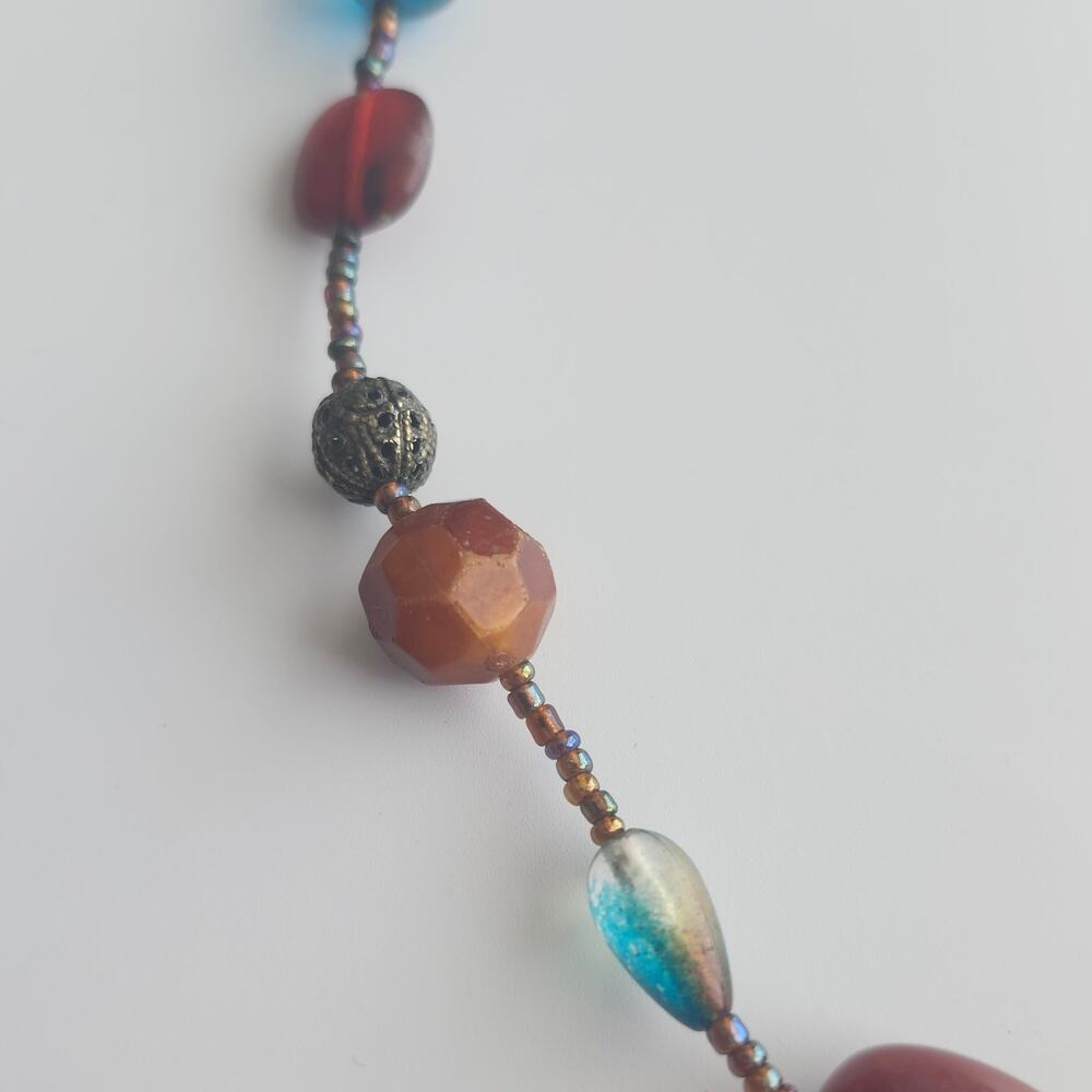 Lia Sophia Garnet Quartz Seed Bead Necklace 19in Artisan Boho Lobster Clasp - Picture 9 of 9
